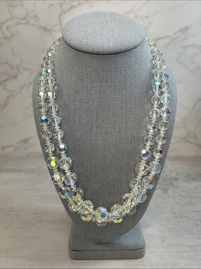 Crystal Aurora Borealis Double-Strand Necklace - Clear